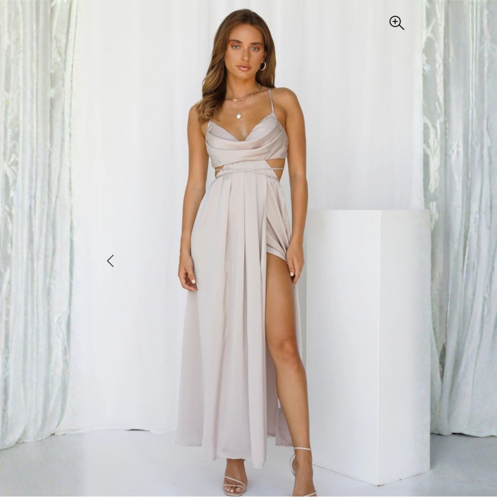 Hello Molly Reveal Your Mind Champagne Midi Dress